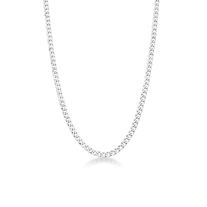 Chaîne à maillons gourmette en or blanc 18k, cm 60.