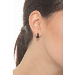 Boucles d’oreilles cercles en or blanc 18k diamants noirs 2