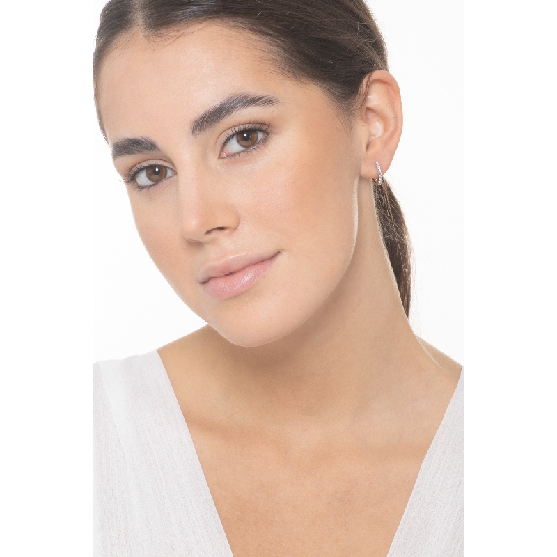 Créoles en or blanc 18 diamants 