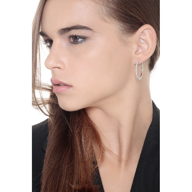 Boucles d'oreilles cercle en or blanc 18 carats avec diamants tot 1,50 ct