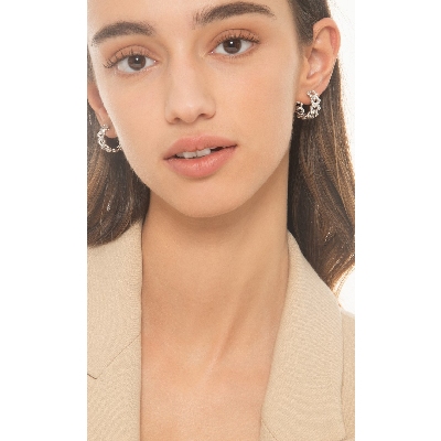 Boucles d oreilles Cuban Link en or blanc 18k avec diamants