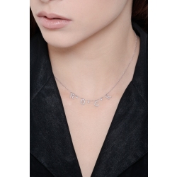 Collier en or blanc 18k avec le mot ROCK en diamants 2