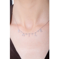 Collier avec lettres  SMILE en or blanc 750 et diamants 2