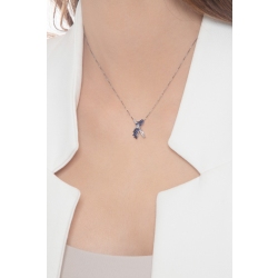 Collier croisé orné de saphirs bleus et diamants or blanc 18k 2