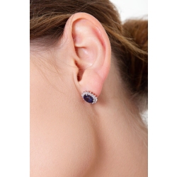 Boucles d'oreilles en or blanc 18k avec saphir bleu et diamants 2