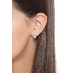 Boucles d'oreilles or blanc 18K aigue-marine cœur 2