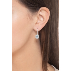 Boucles d'oreilles or blanc 18k avec aigue-marine halo de diamants 2
