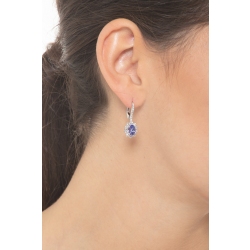 Boucles d'oreilles halo en or blanc 18k avec tanzanites 2