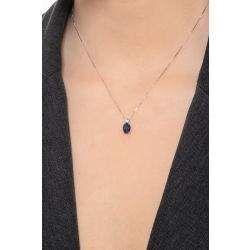 Collier en or blanc 750 avec saphir bleu et diamant 2