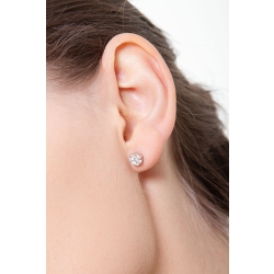Boucles d’oreilles raffinées or blanc 18k avec diamant ct. 0,50 2