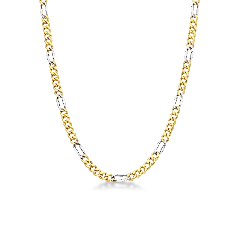  Chaîne gourmette homme en or jaune et blanc 18k