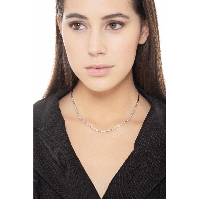 Collier tennis en or blanc 18k avec diamants 0.01 ct