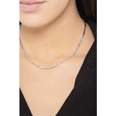 Collier tennis en or blanc 18k avec diamants 0.01 ct