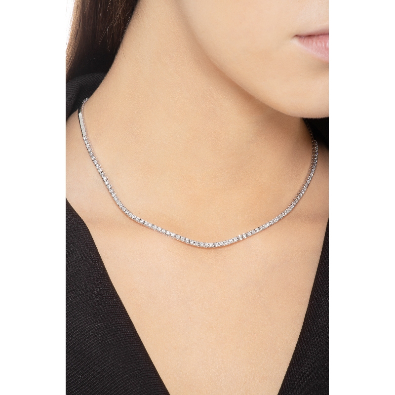 Collier tennis en or blanc 18k avec diamants ct 0,02