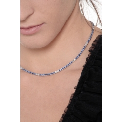 Collier tennis en or blanc 18 carats avec saphirs bleus et diamants 2