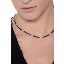 Collier tennis en or blanc 750 carats avec diamants noirs et blancs 2