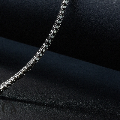 Bracelet Tennis en Or Blanc 18k et Diamants Noirs