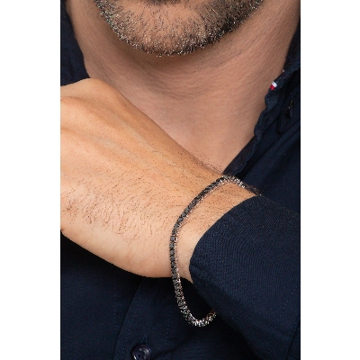 Bracelet Tennis en Or 750 avec Diamants Noirs