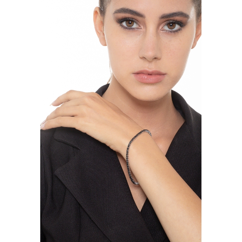 Bracelet Tennis en Or 750 avec Diamants Noirs
