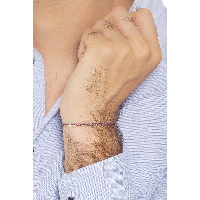 Bracelet Tennis or blanc 750 avec rubis et diamants