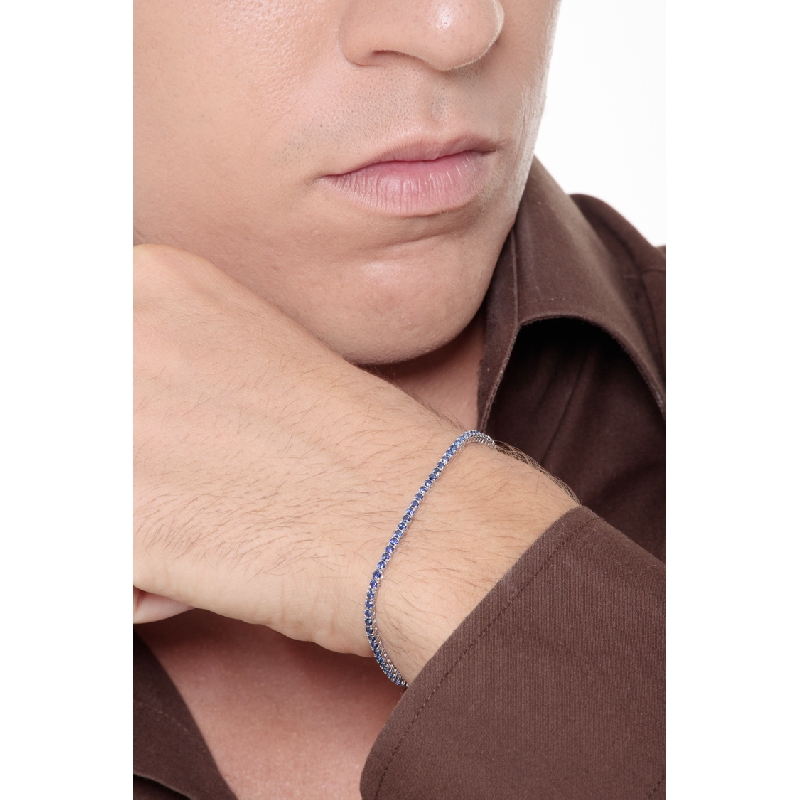 Bracelet Tennis en or blanc 750 avec saphirs bleus