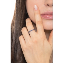 Bague Eternity or blanc 18k avec saphirs bleus 1,01 ct 2