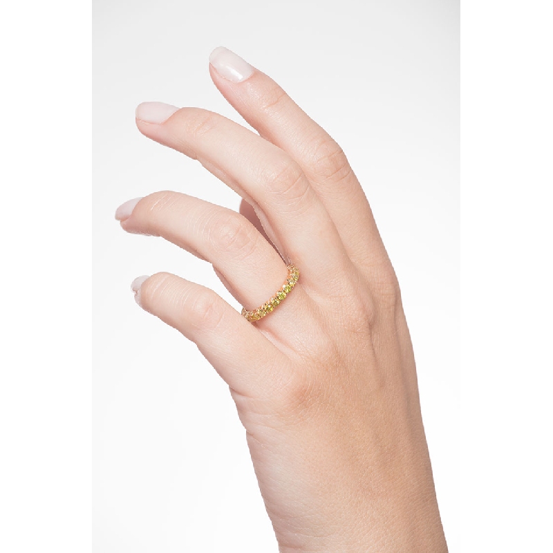 Bague Eternity en Or Jaune 18k avec Diamants Jaunes