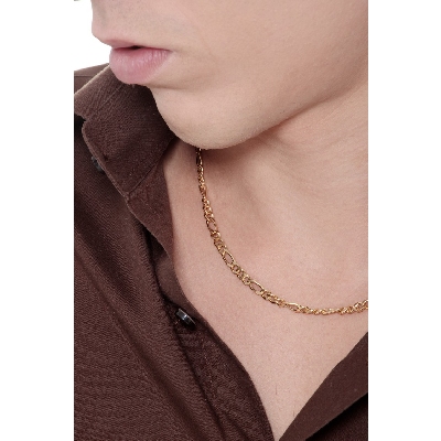 Collier plat en or jaune 18k, 50 cm