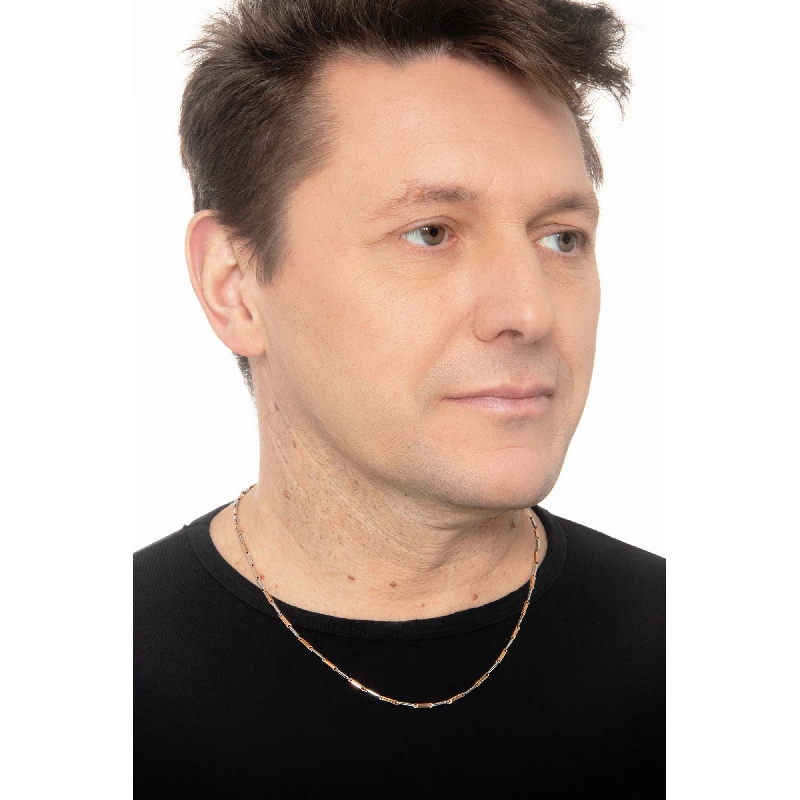 Collier avec barrettes alternées en or blanc et rose 