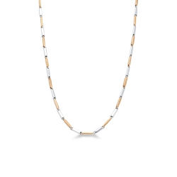 Collier avec barrettes alternées en or blanc et rose 