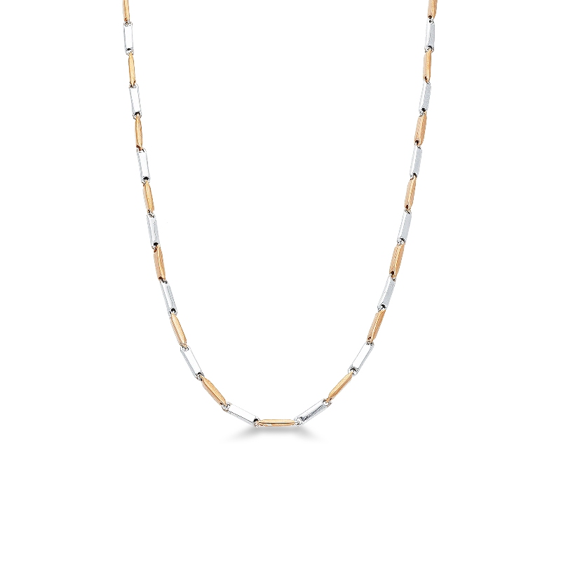 Collier avec barrettes alternées en or blanc et rose 