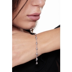 Bracelet en Or Blanc 18k avec perles diamantées de 19 cm 2