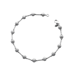 Bracelet en Or Blanc 18k avec perles diamantées de 19 cm