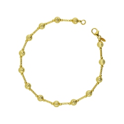 Bracelet Or Jaune 18k avec perles diamantées alternees 19.5 cm