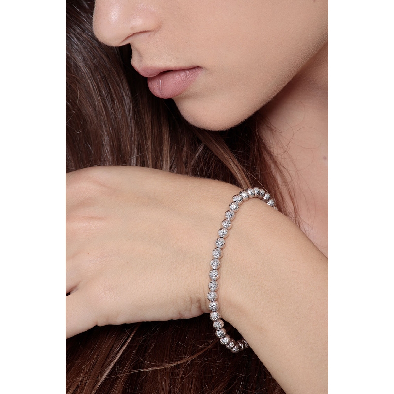 Bracelet fantaisie femme en or blanc diamanté 18k cm 19