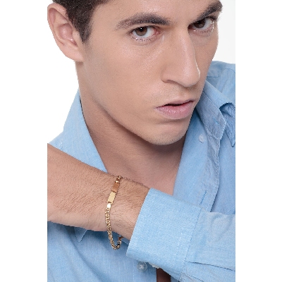 Bracelet avec plaque en or jaune 18k