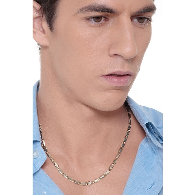 Chaîne homme en or blanc 750 à maillons gourmette