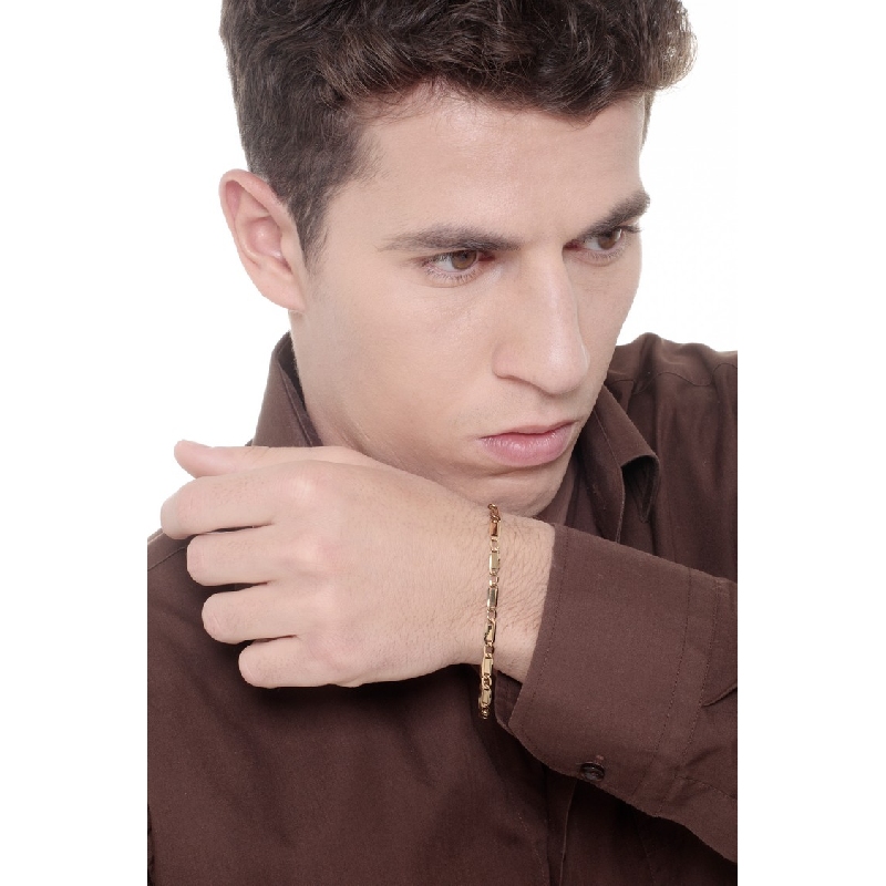 Bracelet en or jaune 18 carats à maille plate, 21 cm