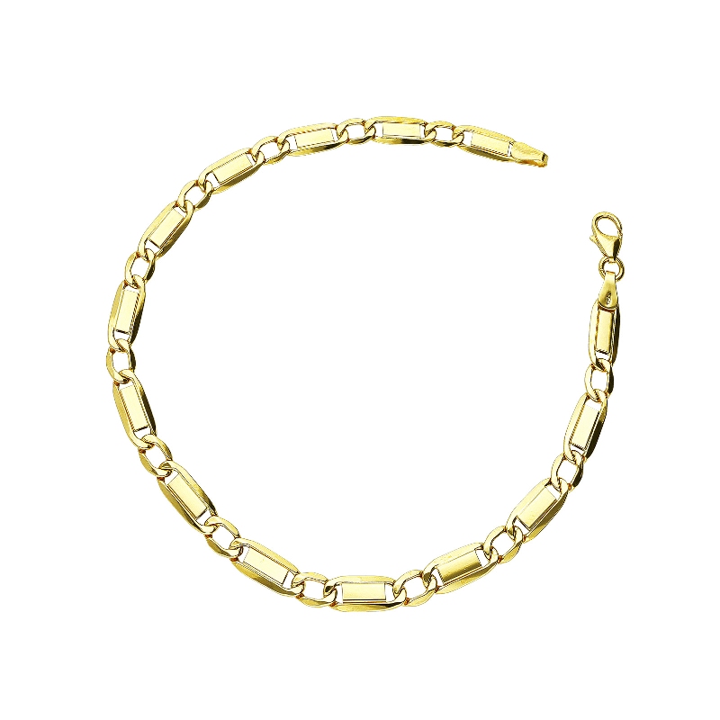 Bracelet en or jaune 18 carats à maille plate, 21 cm