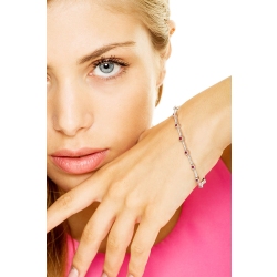 Bracelet alterné en or blanc 18 carats avec des segments sertis de rubis 2