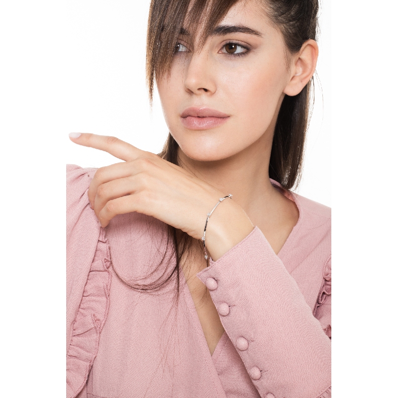 Bracelet or blanc 18k avec diamants, 18 cm