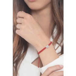 Bracelet cordon rouge avec cœur en or blanc 18k et diamants 2