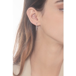 Boucles d'oreilles créoles ouvertes en or blanc 18k et diamants 2
