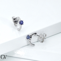 Boucles d’oreilles en or blanc 18k avec saphirs bleus et diamants 2