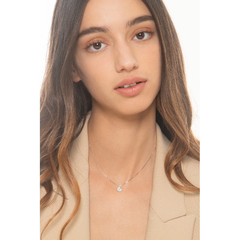 Collier cœur diamants et or blanc 18k