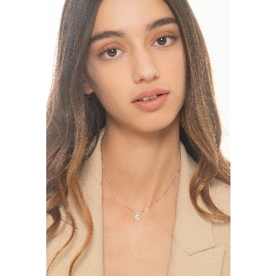 Collier cœur diamants et or blanc 18k