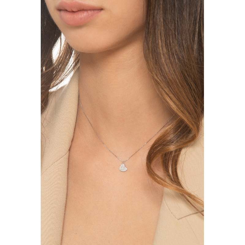 Collier cœur diamants et or blanc 18k