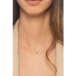 Collier en or blanc 18k avec pendentif saphir bleu et diamants 2