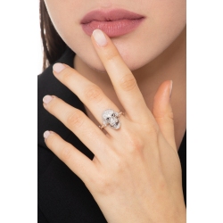 Bague tête de mort en or blanc 18K diamants blancs et yeux noirs 2