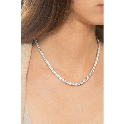 Collier tennis dégradé en or blanc 18k avec diamants 18,12 ct